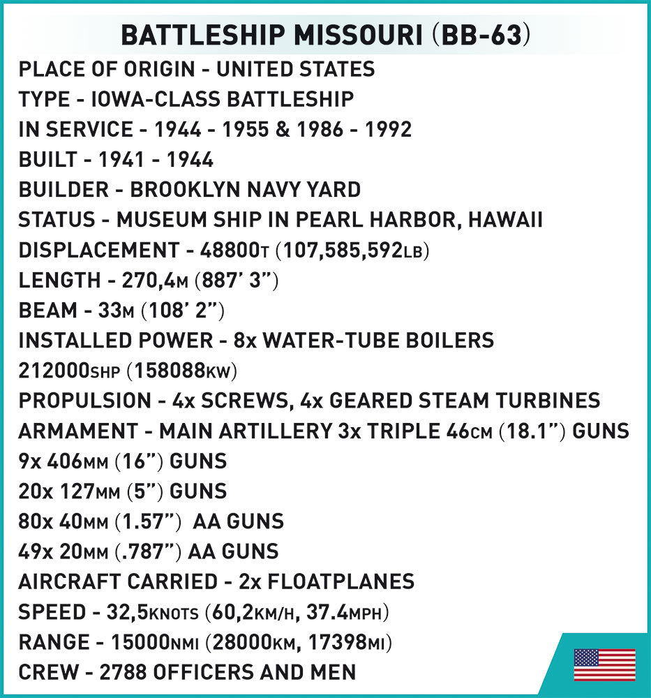 COBI MODEL MISSOURI BATTLESHIP