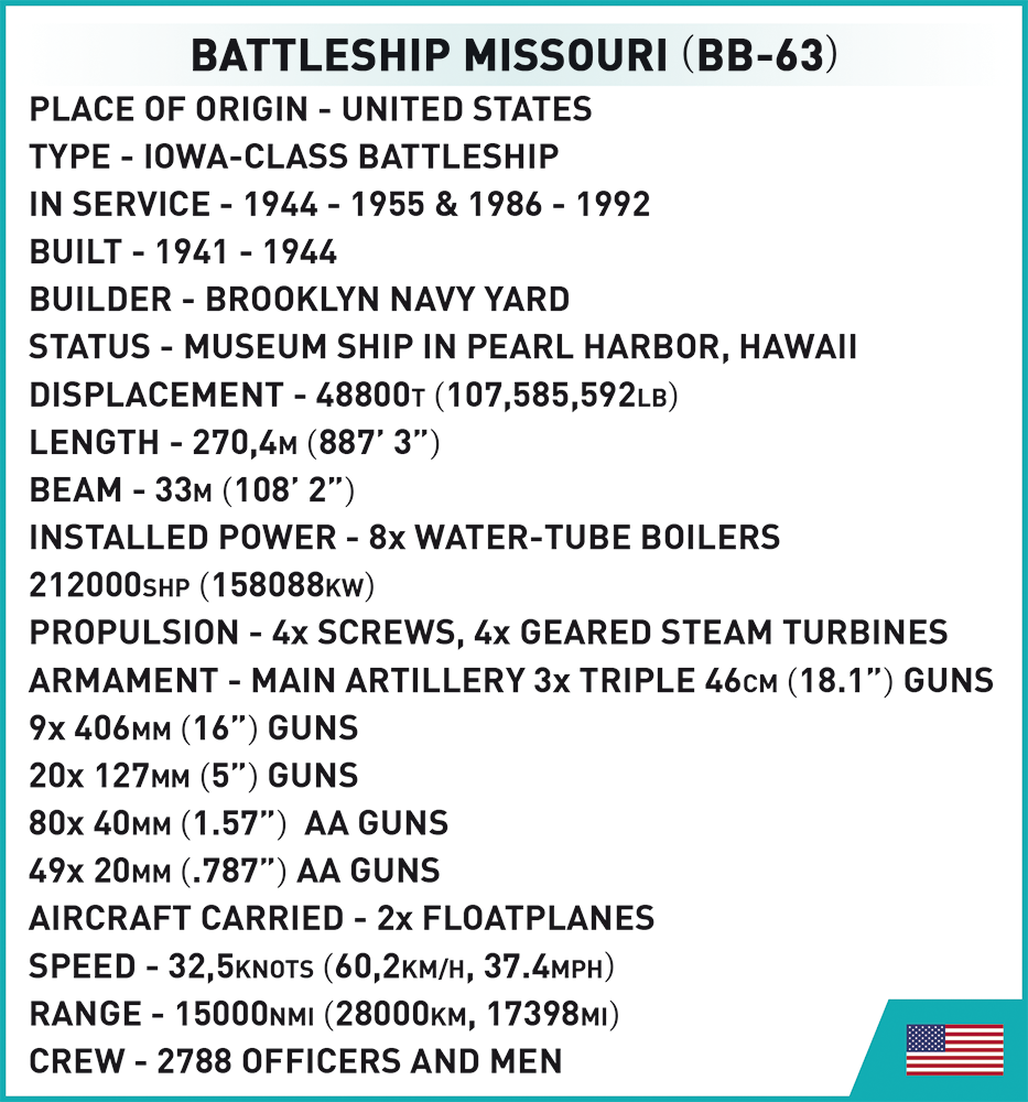 COBI MODEL MISSOURI BATTLESHIP