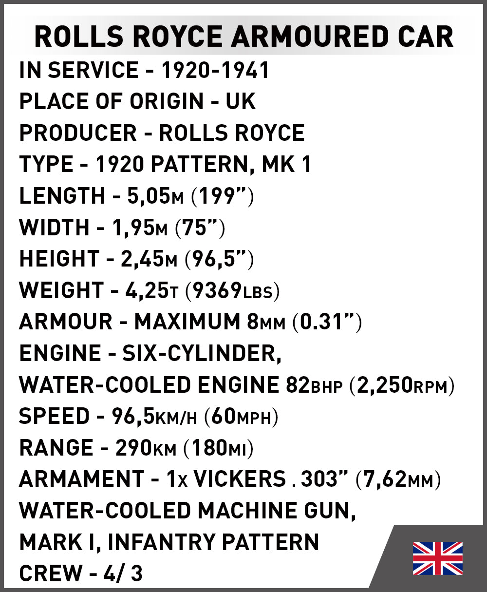COBI MODEL ARMOURED ROLLS ROYCE CAR